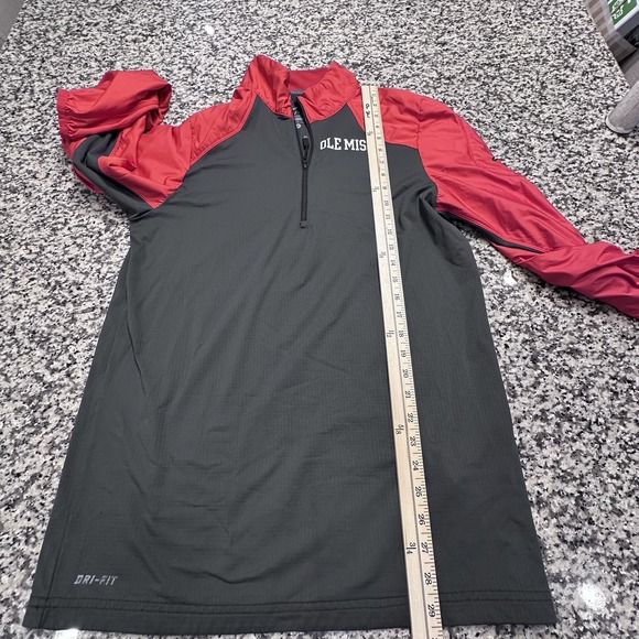 Ole Miss Rebels Nike Swoosh Windbreaker Jacket 1/4 Zip Pullover Mens Small Red - Picture 9 of 10